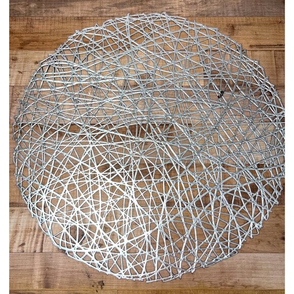 6 Large Round Silver Metallic Woven Decorative Placemat Charger - Picture 2 of 3